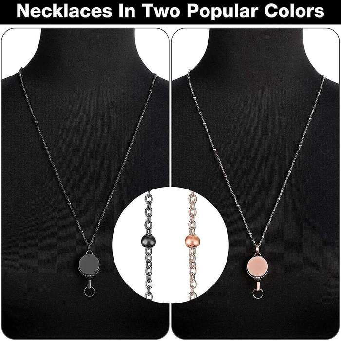 2 Pcs Retractable Badge Reel Lanyard with ID Holder Necklace Lanyard Badge Chain Waterproof Holder -