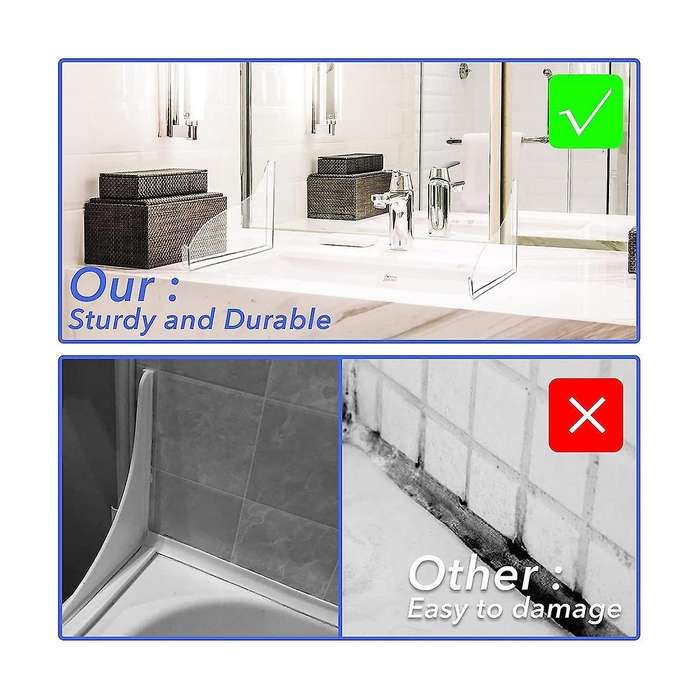 2 Pcs Shower Bathtub Splash Guard, Thickened Bathroom Bath Tub Splash Guards with 3 Meter Super Vis