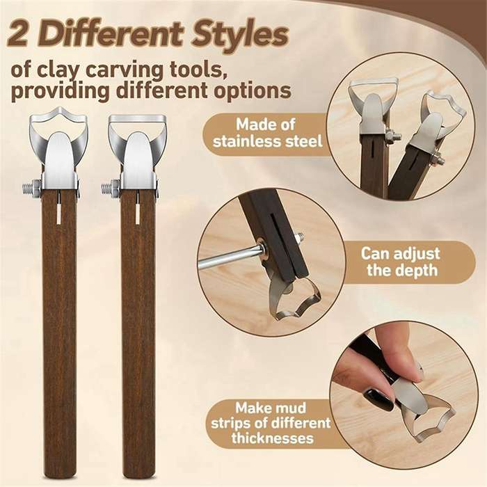 2 Pcs Sculpture Pottery Carving Tool Pottery Cup Handle Shape Tool Clay Extruder Tool (simple Style
