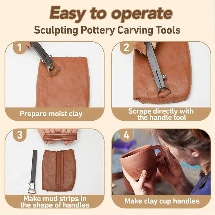 2 Pcs Sculpture Pottery Carving Tool Pottery Cup Handle Shape Tool Clay Extruder Tool (simple Style