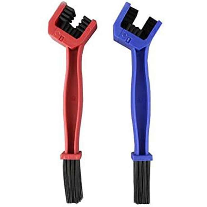 2 PCS Set Motorcycle Bicycle Chain Universal Cleaning Brush Washer,Blue and Red