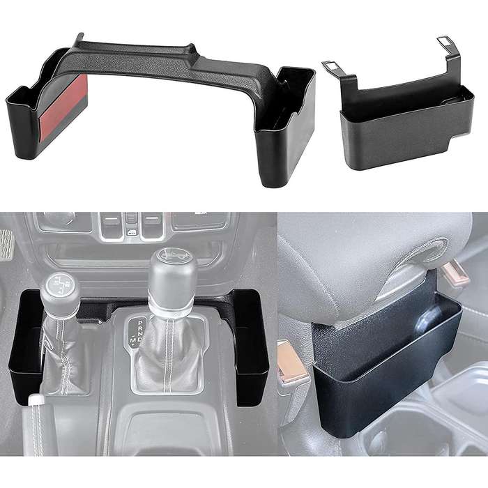 2 PCS Shifter Side Tray Organizer and Center Console Hanging Storage Box for Wrangler JL JT 2018-202