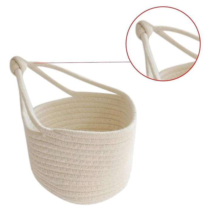 2 Pcs Wall Hanging Storage Basket Cotton Rope Basket Small Storage Basket Baby Nursery Organizer Bi