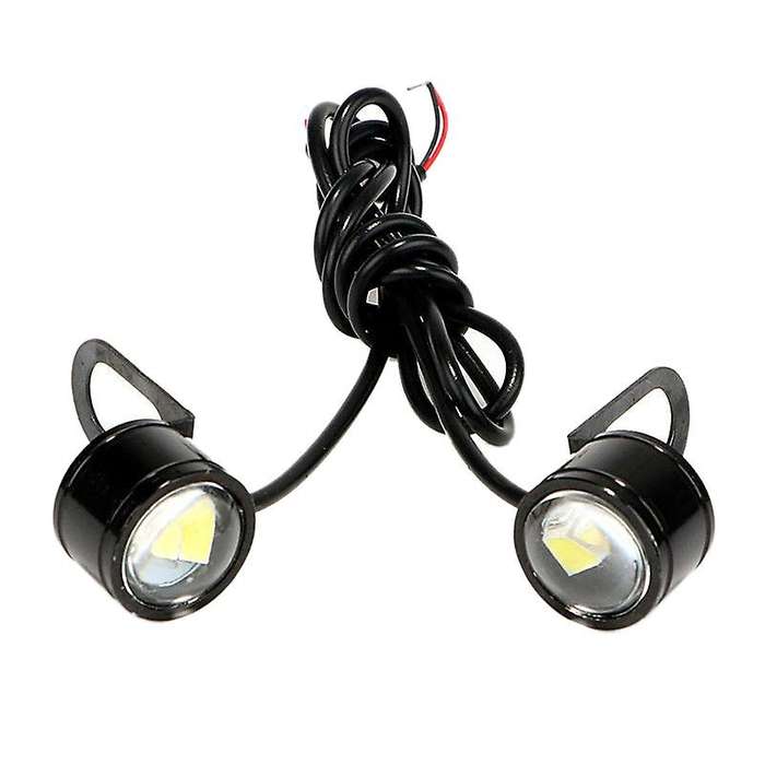 2 Pcs White LED Motorcycle Headlight Driving Daytime Running Light Lamp