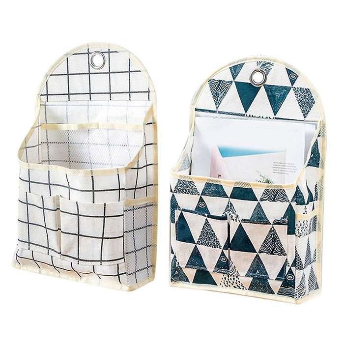 2 Pcs Wall Hanging Storage Bag, Style Fabric Wall Mounted Basket Storage with Pockets, Storage Bag o