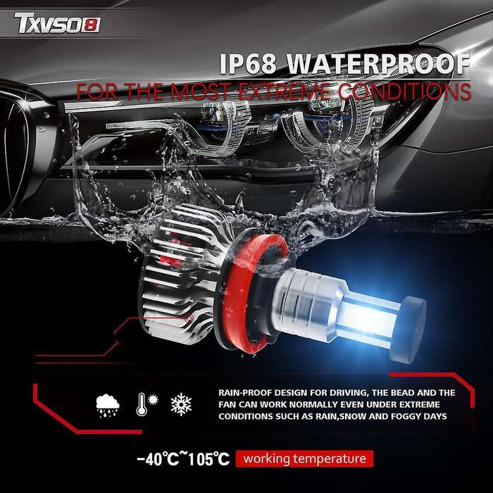 2 Pcs X3 H11 Bulbs, 110W 26000 Lumens Super Bright LED Waterproof Headlights Conversion Kit 6000K Co