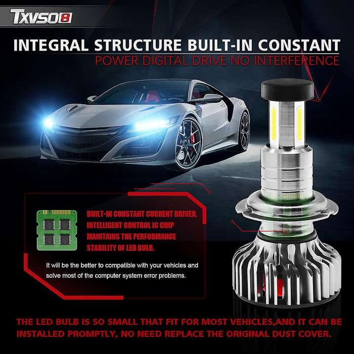 2 Pcs X3 H7 Bulbs, 110W 26000 Lumens Super Bright LED Waterproof Headlights Conversion Kit 6000K Coo