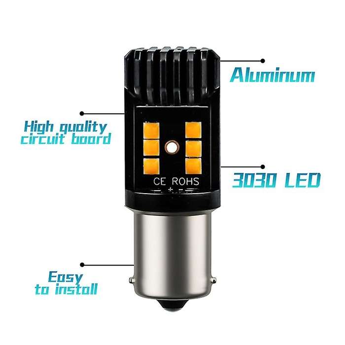 2 Pcs Yellow 1156 BA15S P21W 12SMD 3030 Signal Bulbs for Replacement Of Signal, Turn, Reverse, Brake