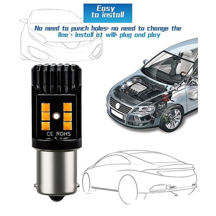 2 Pcs Yellow 1156 BA15S P21W 12SMD 3030 Signal Bulbs for Replacement Of Signal, Turn, Reverse, Brake