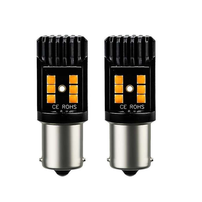 2 Pcs Yellow 1156 BA15S P21W 12SMD 3030 Signal Bulbs for Replacement Of Signal, Turn, Reverse, Brake