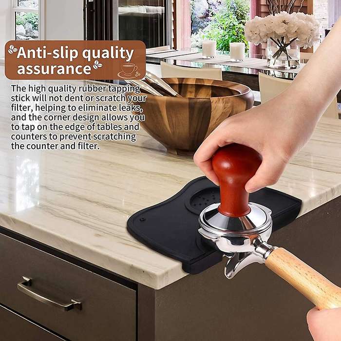 2 Pieces Espresso Knock Box Coffee Tamper Mat Reliable Barista with Removable Knock Bar Non-Slip Si