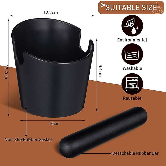 2 Pieces Espresso Knock Box Coffee Tamper Mat Reliable Barista with Removable Knock Bar Non-Slip Si