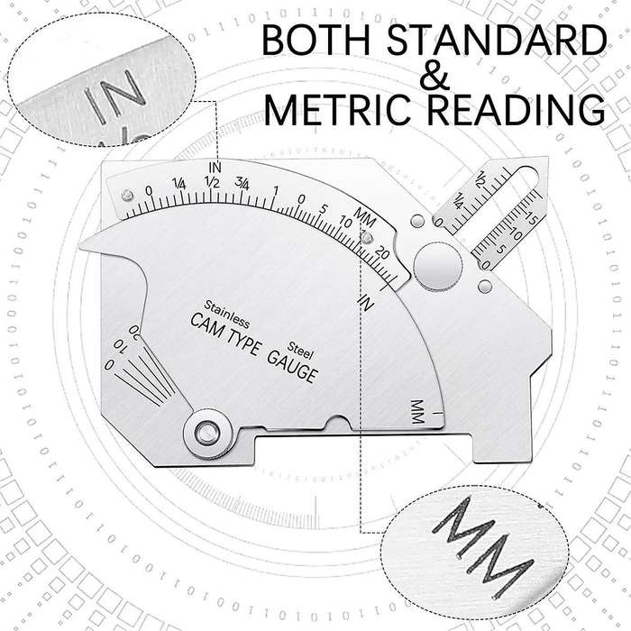 2 Pieces Bridge Cam Gage Welding Gauge for Inspection of Welded Surfaces Joints Stainless Steel Thi