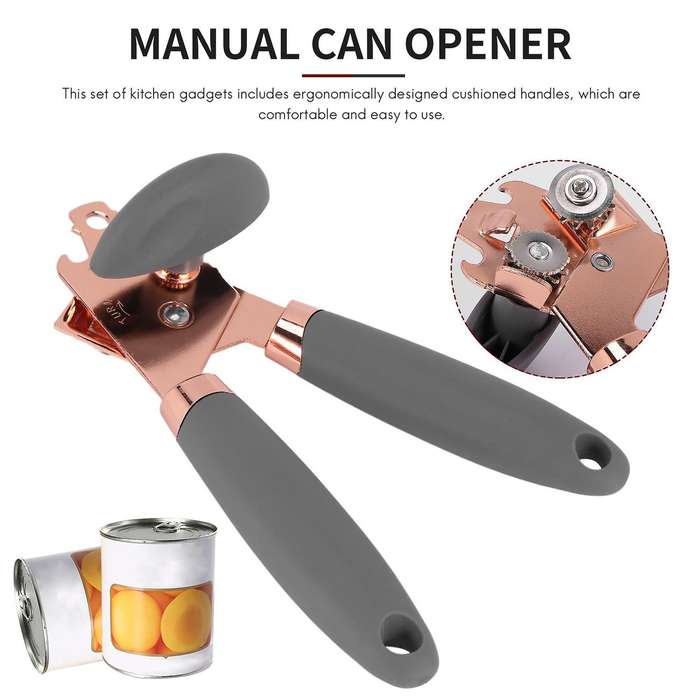 2 Pieces Manual Can Opener,stainless Steel Can Opener with Soft Grip Handles,kitchen Gadgets( Gold