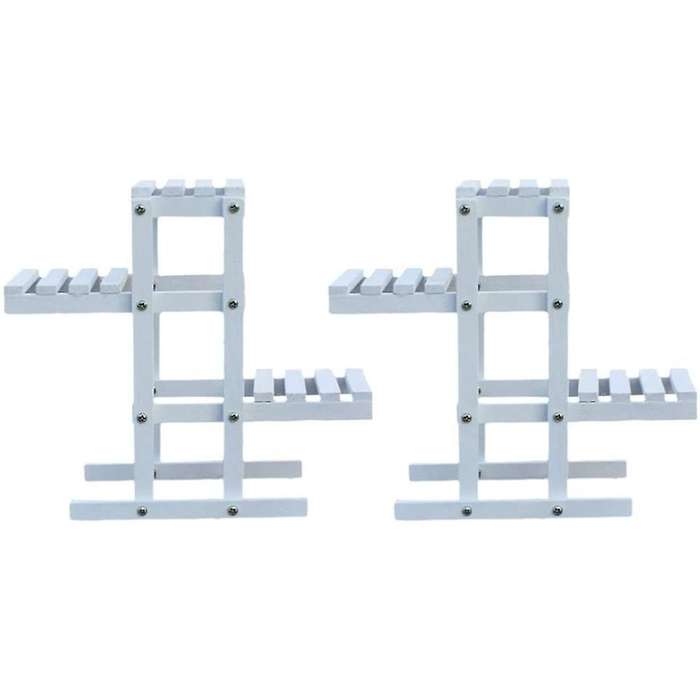 2 Pieces Of White Wooden Flower Stand, Decorative Shelf, Three-layer Flower Stand, Garden Balcony P