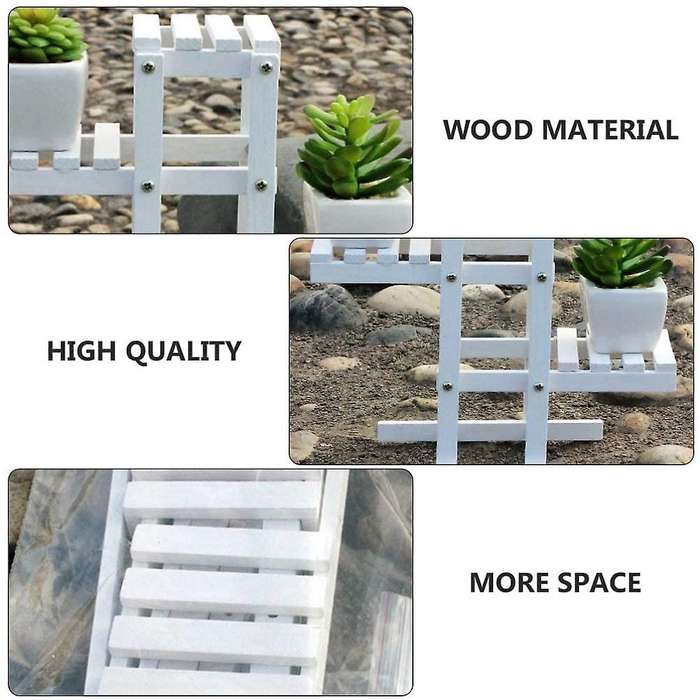 2 Pieces Of White Wooden Flower Stand, Decorative Shelf, Three-layer Flower Stand, Garden Balcony P