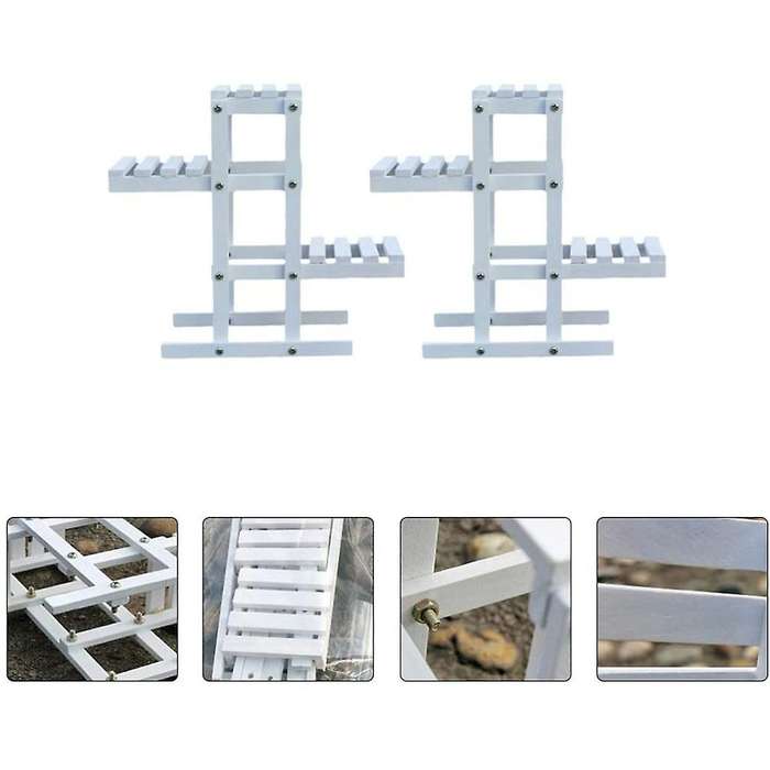 2 Pieces Of White Wooden Flower Stand, Decorative Shelf, Three-layer Flower Stand, Garden Balcony P