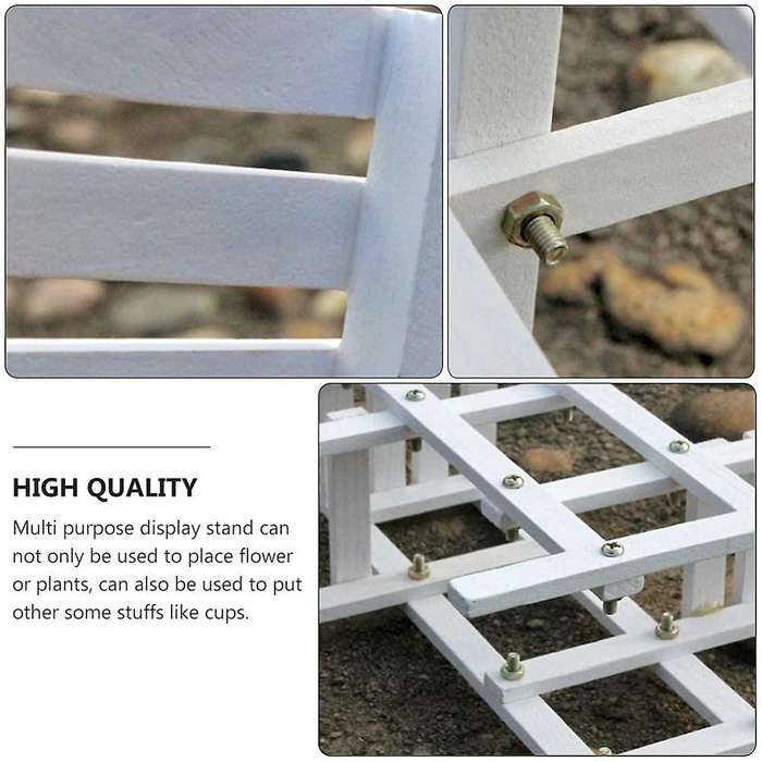 2 Pieces Of White Wooden Flower Stand, Decorative Shelf, Three-layer Flower Stand, Garden Balcony P