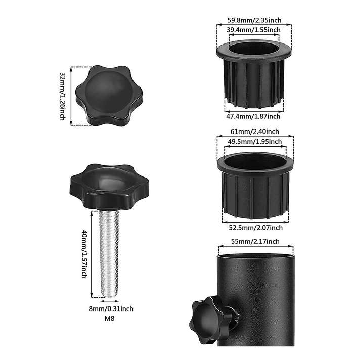 2 Sets Outdoor Patio Umbrella Base Stand Replacement Parts Umbrella Base Bracket Hole Ring Plug Cov