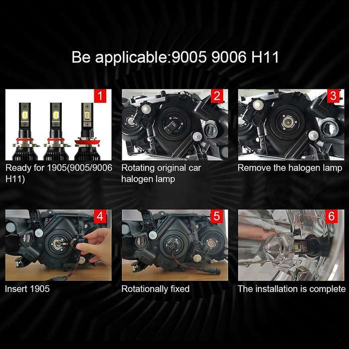 2 X 6000K H4 LED H7 H11 H8 HB4 H1 HB3 Auto 1905 Car Headlight Bulbs 60W 6000LM (9006/HB4)