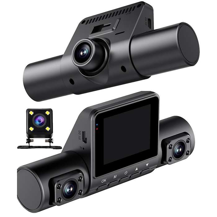 2.0-Inch Car Quad-Record HD Night Vision Tachograph Car Front and Rear Left and Right Simultaneously