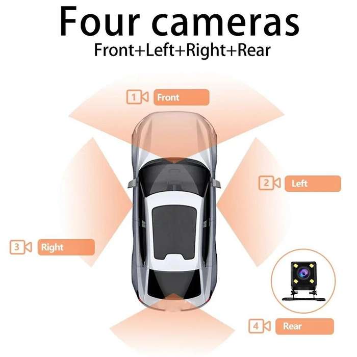 2.0-Inch Car Quad-Record HD Night Vision Tachograph Car Front and Rear Left and Right Simultaneously