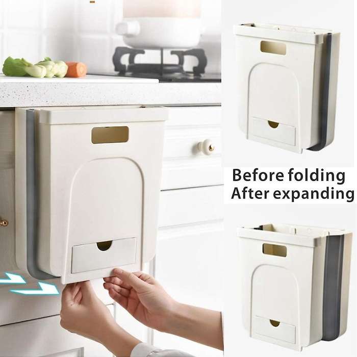 2.4 Gallon Under Cabinet Trash Can Pull Out 10L Hanging Under the Sink Trash Can Mini Small Collaps