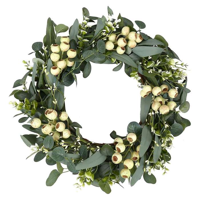20 Inch Wreaths for Front Door, Green Eucalyptus Wreath for Spring Wreaths for Front Door, Wreath W