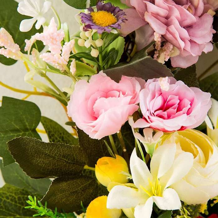 20 Inches Spring Door Floral Wreath Artificial Flower Wreath for Summer Front Door Wall Window Room