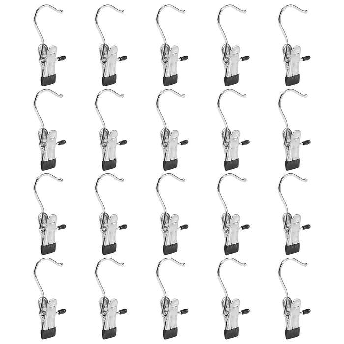 20 Pack Laundry Hooks with Clips,portable Hanger,stainless Steel Home Travel Hangers,for Bras,,pant