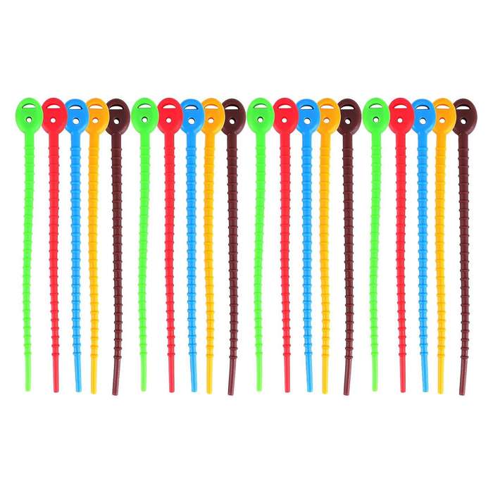 20 Pcs Silicone Cable Ties,durable Zip Ties, Bag Seal Clips, Cable Straps, Bread Ties, Rubber Twist