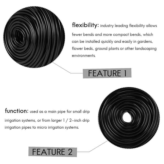 200Ft 1/4 Inch Blank Distribution Tubing Irrigation Hose Garden Watering Tube Line