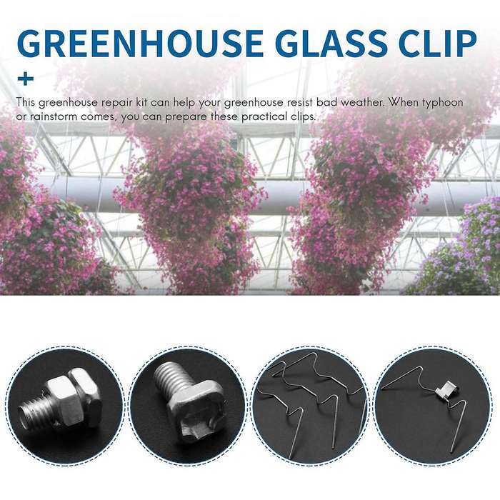 200Pcs Greenhouse Repair Kit, Include Glazing W Wire ,Z Overlap ,Aluminium Nut and for Aluminium Gre