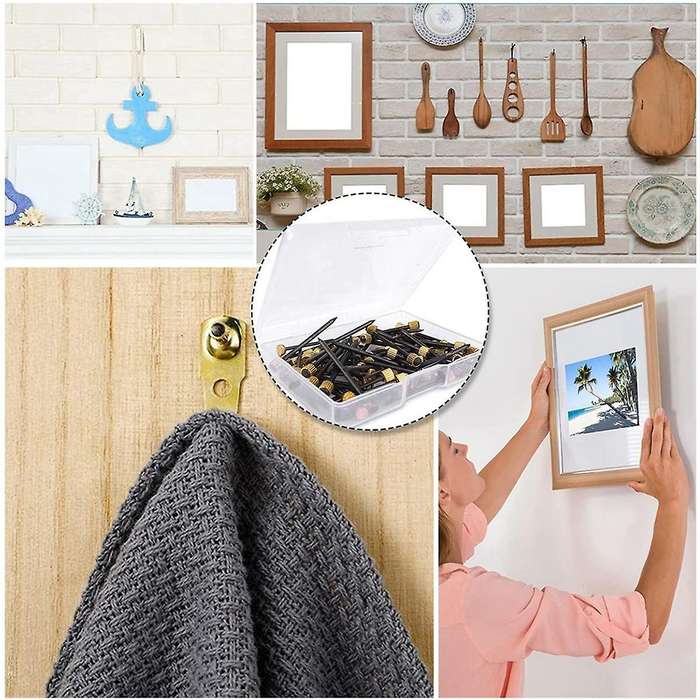 200pcs Picture Hanging Nails 4 Sizes Wall Nails for Picture,nails for Wall Picture for Wall Decorat