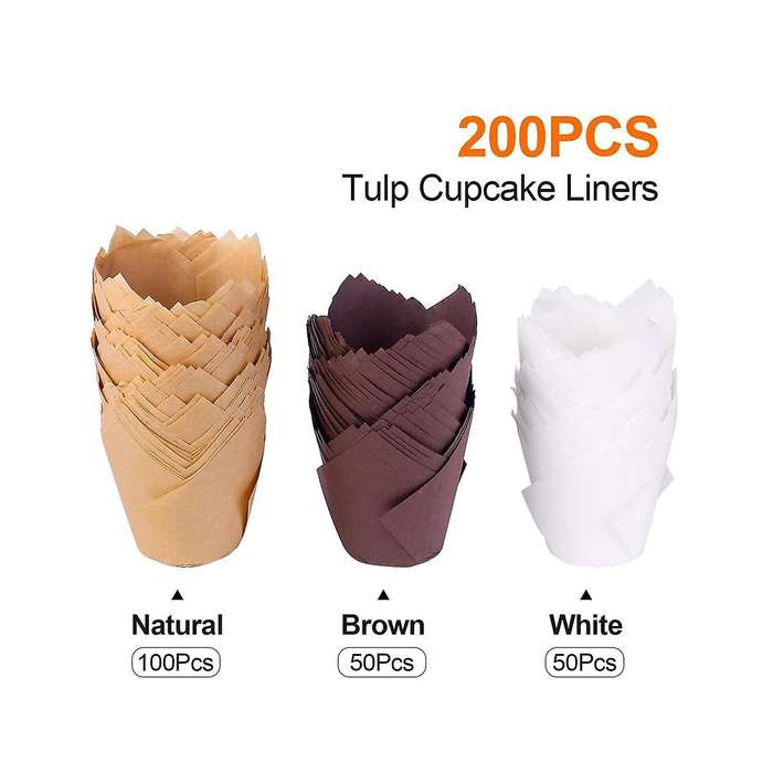 200PCS Tulip Cupcake Liners Upgrade Parchment Paper Muffin Liners for Baking Cupcake for Party Weddi