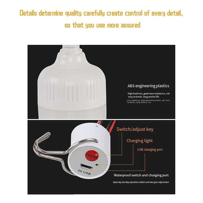 200W Camping Light 5 Lighting Modes Hanging Tent Light Emergency Flashlight LED USB Rechargeable Nig