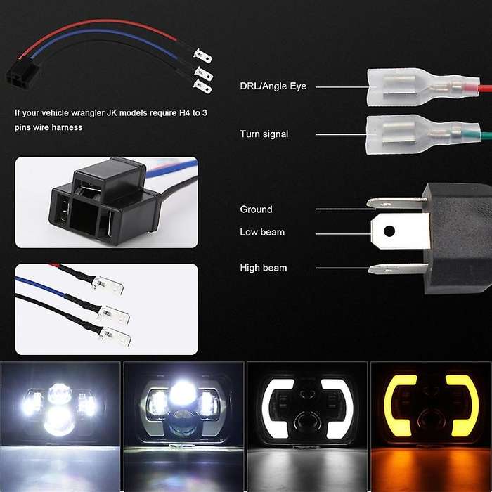 200W 7X6Inch 5X7Inch C-Shape LED Headlight Car Light for Wrangler YJ XJ Car Accessories