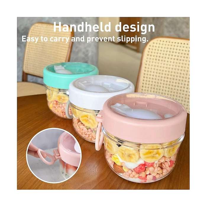 20oz Overnight Oats Container with Lid and Spoon - Portable Oatmeal Breakfast Cup for On-the-go