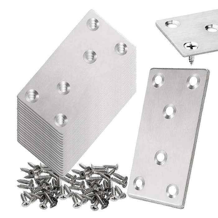 20pack 3x1.5inch Flat Mending Plates Flat Bracket,stainless Steel Mending Joining Plates Repair Fix