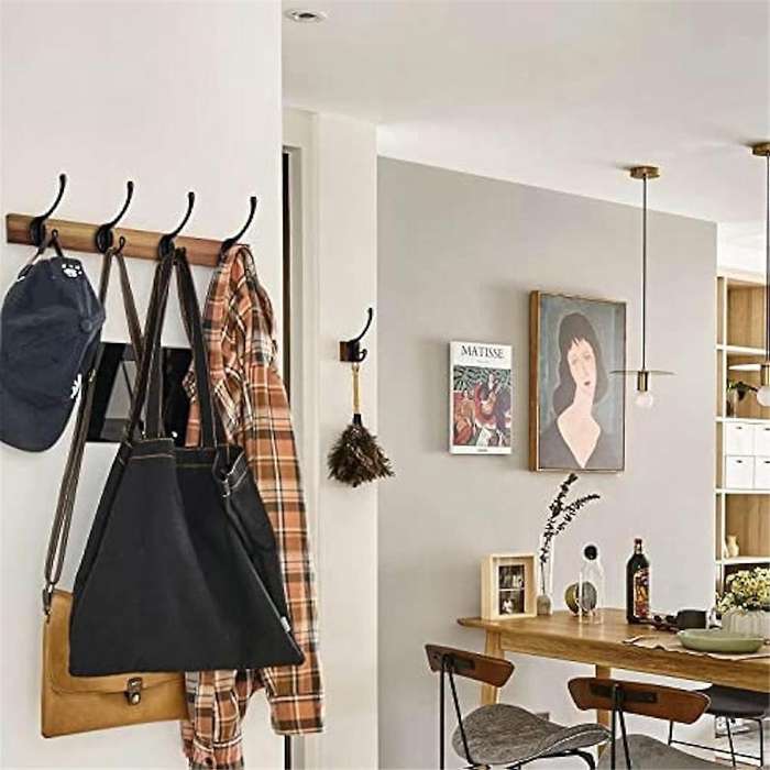 20pack Black Wall Hooks for Hanging, Metal Coat Hooks Wall Mounted, Retro Double Hooks Heavy Duty Ha