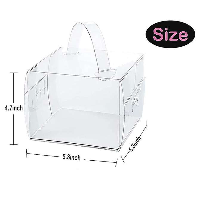 20pcs 13x13x13cm Clear Cake Boxes with Handles & Cake Boards, Forcakes, Desserts, and Cupcakes , Pa