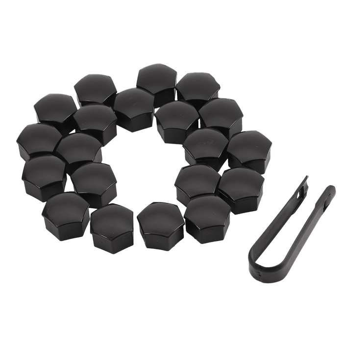 20Pcs 21Mm Car Tire Wheel Black Nut Covers W/Removal Key Fit for Model S 12-17