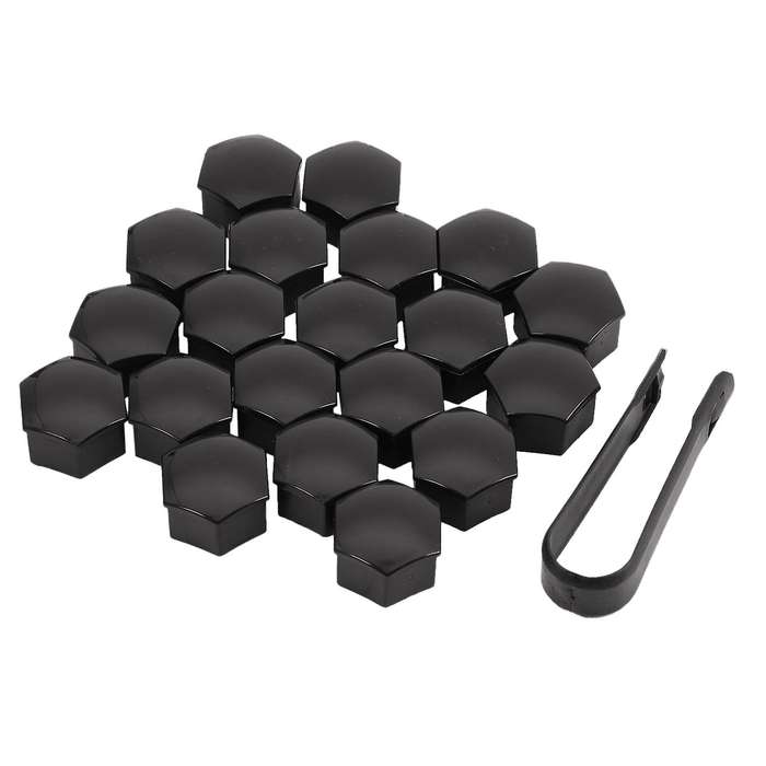 20Pcs 21Mm Car Tire Wheel Black Nut Covers W/Removal Key Fit for Model S 12-17