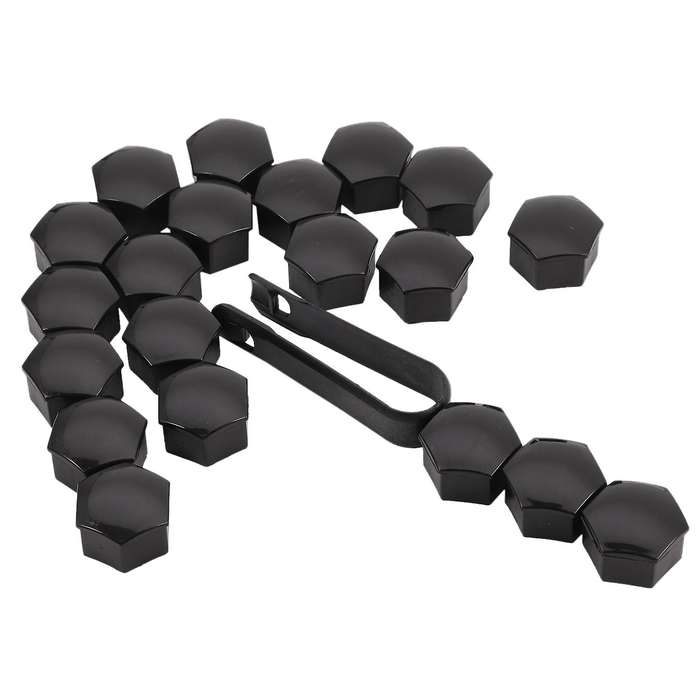 20Pcs 21Mm Car Tire Wheel Black Nut Covers W/Removal Key Fit for Model S 12-17