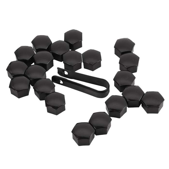 20Pcs 21Mm Car Tire Wheel Black Nut Covers W/Removal Key Fit for Model S 12-17