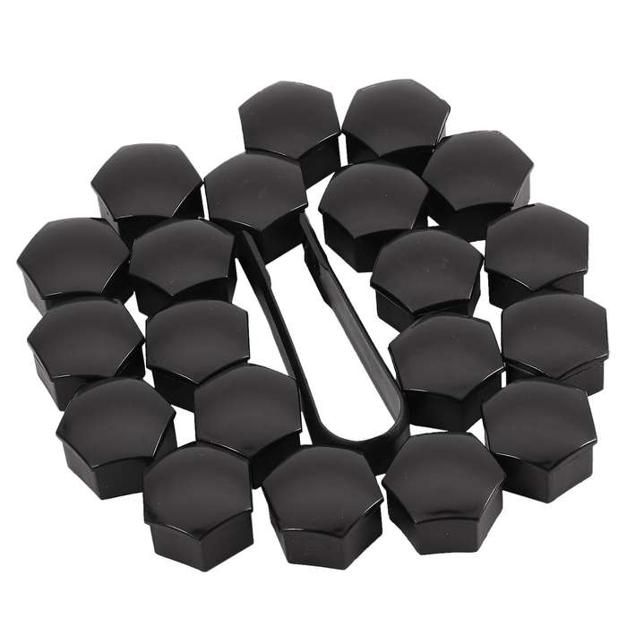 20Pcs 21Mm Car Tire Wheel Black Nut Covers W/Removal Key Fit for Model S 12-17