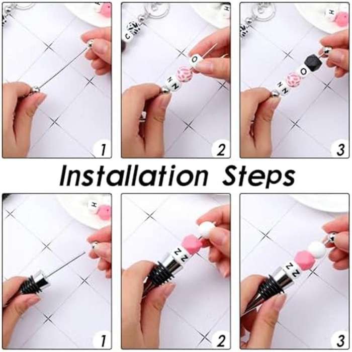 20pcs Beaded Key Chains Blank Beaded Wine Bottle Stopper Kit Diy Keychains for Crafts Making Gifts