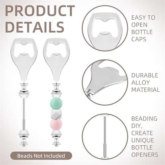 20pcs Beadable Beer Opener Beer Bottle Opener Decorative Beaded Bottle Opener DIY Bead Bottle Opener