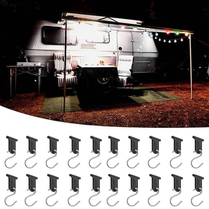 20pcs Camping Awning Hooks Rv Awning Hangers Hooks Rv Party Light Hangers Christmas Party Travel Tr