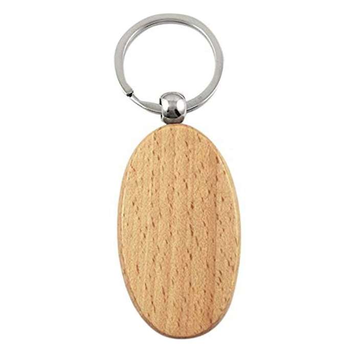20pcs Blank Wooden Key Chain Diy Wood Keychains Key Tags Gifts Yellow Oval